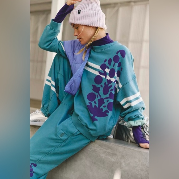 FP Movement All Star Logo Pullover Midnight Jade Combo Size Medium - Picture 2 of 11